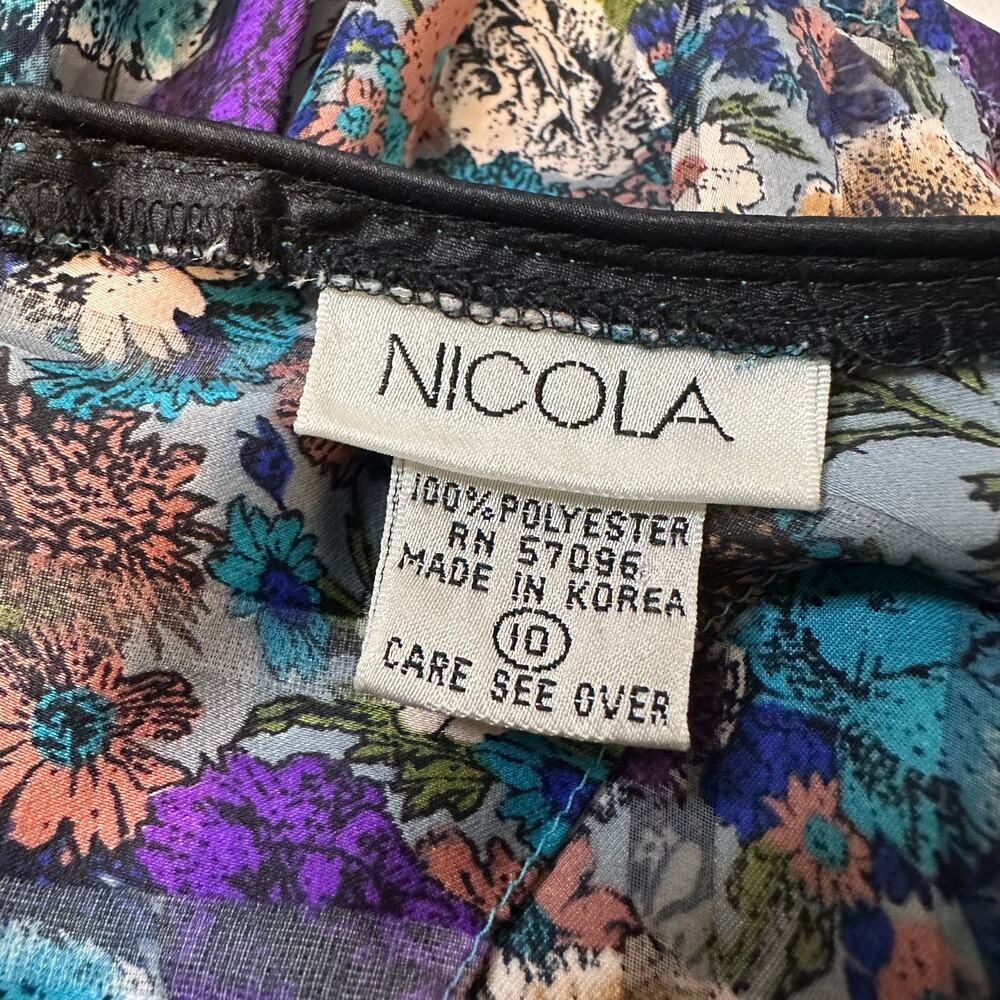 Vintage 1980s Nicola Blouse Delicate Glam with Shoulder Pads Size 10/M - Picture 6 of 7